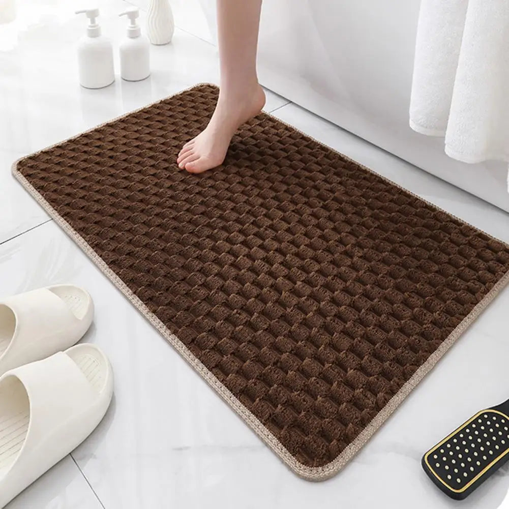 Sink Rug High Density Anti-slip Bathroom Floor Mat with Quick Absorbent Quick-drying Solid Color 3d Texture Bedroom Sink Kitchen