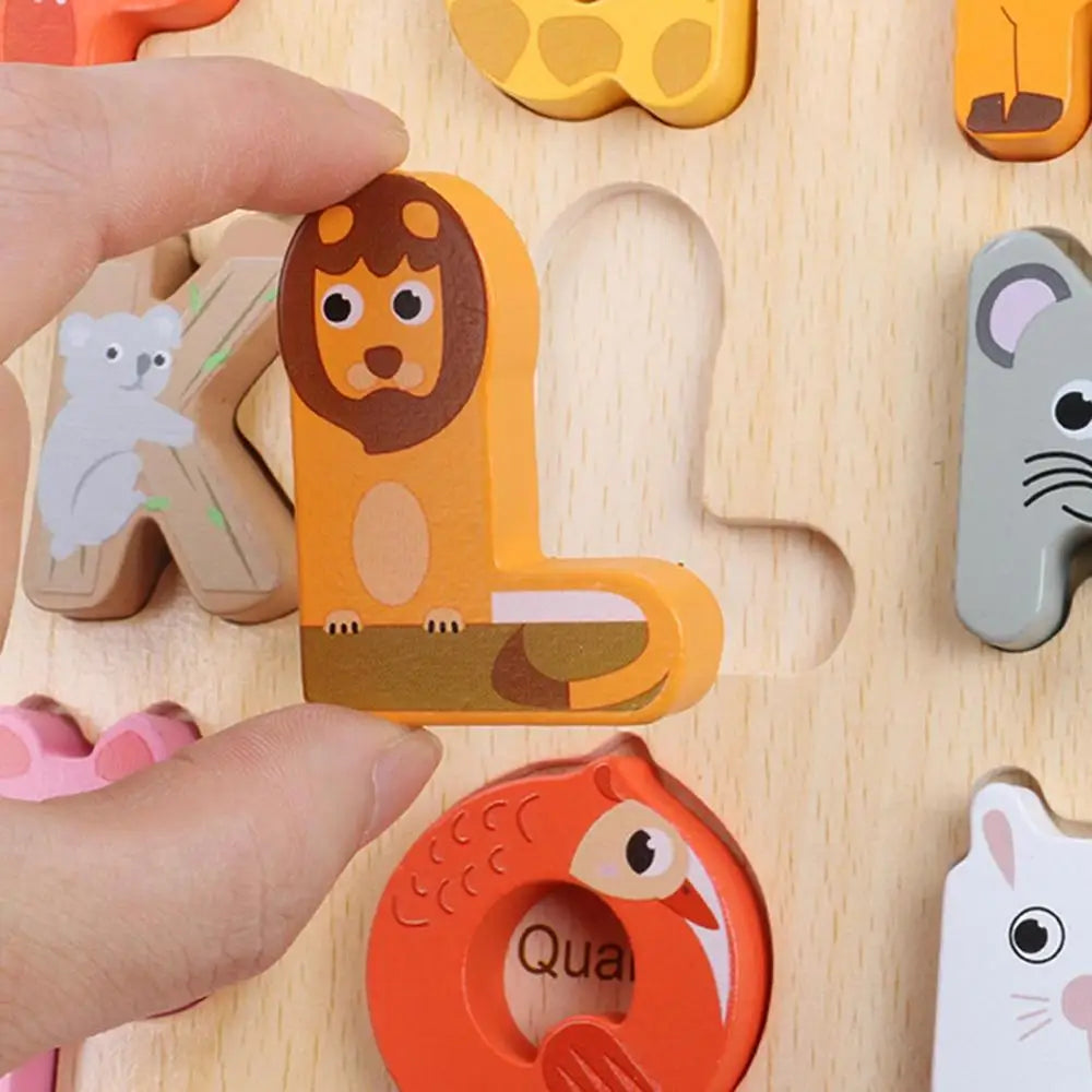 Learning Toys Alphabet Puzzle Wooden Animals Alphabet Puzzle For Toddlers ABC Puzzles Board Educational Toys For Kids Preschool