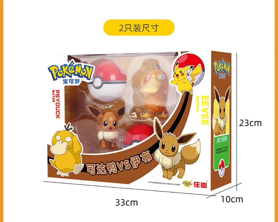 Genuine Pokemon Psyduck Eevee Lucario ASH-Greninja Blastoise Mewtwo Lapras Venusaur Dolls Figurines Handheld Model Toy Ornaments