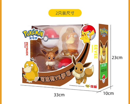 Genuine Pokemon Psyduck Eevee Lucario ASH-Greninja Blastoise Mewtwo Lapras Venusaur Dolls Figurines Handheld Model Toy Ornaments