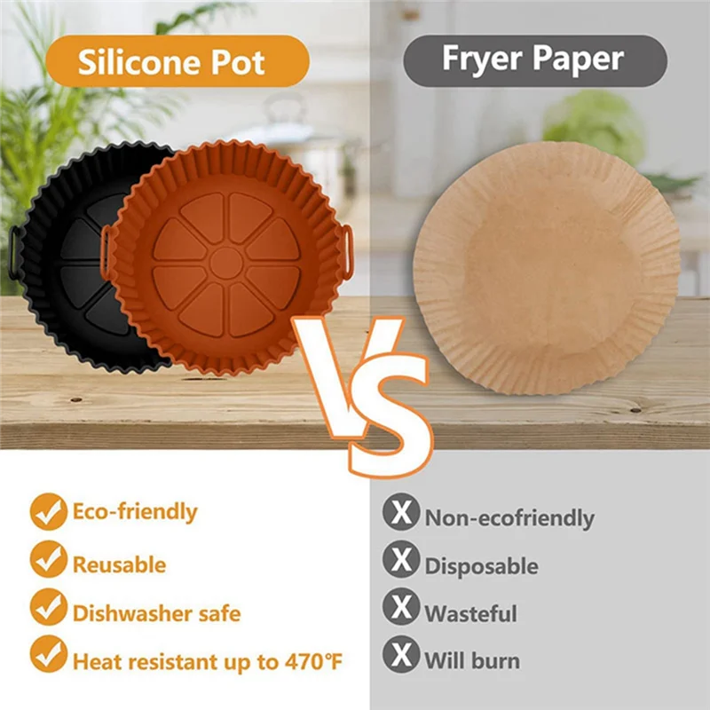 Air Fryer Silicone Lining, Silicone Air Fryer Lining Plug-In, Silicone Basket Bowl Pot, Reusable Baking Tray and Oven