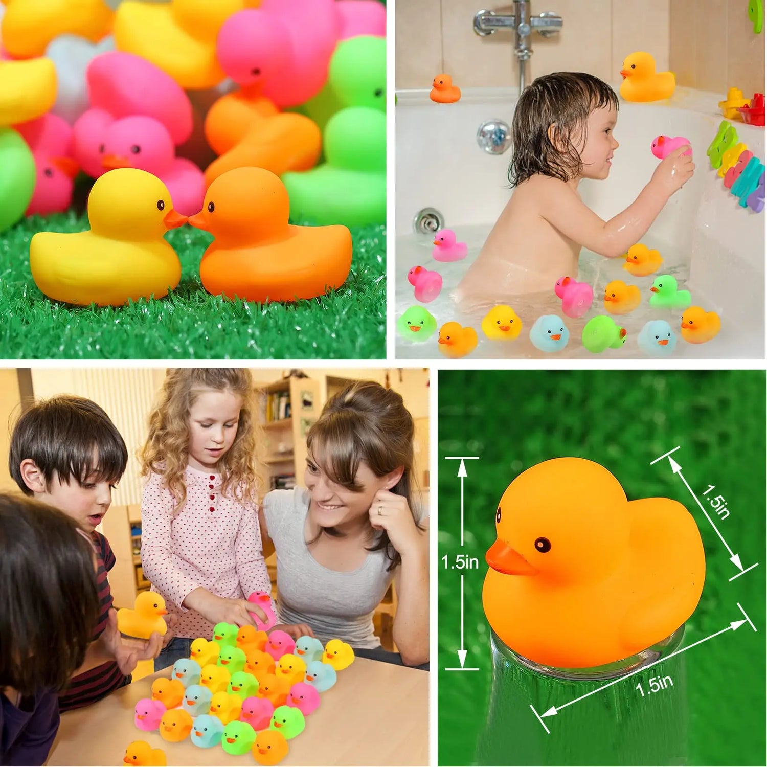 12/24/36/72 Pack Multicolor Mini Rubber Duck Bath Toy Colored Little Ducks