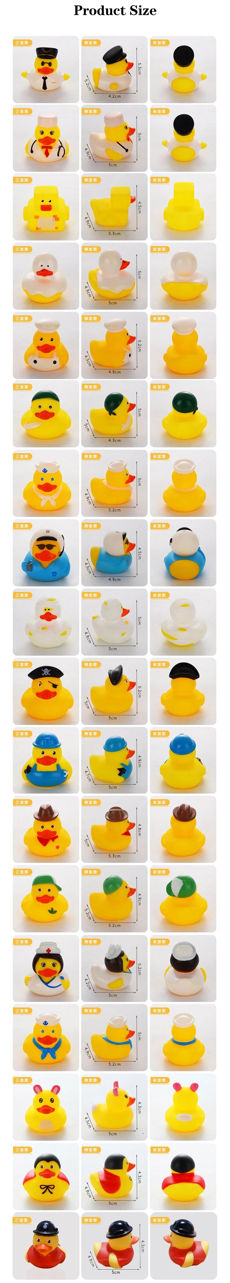 6PCS/SET Squeeze-sounding Dabbling 80MM Rubber Ducks Baby Shower Water Bathing Floating Toys Vinyl Glitter Duck With BB Sounds