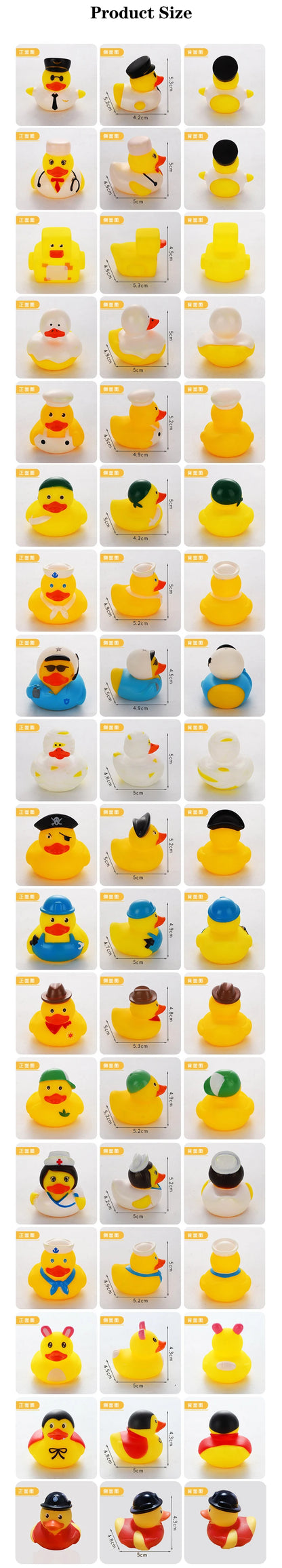 6PCS/SET Squeeze-sounding Dabbling 80MM Rubber Ducks Baby Shower Water Bathing Floating Toys Vinyl Glitter Duck With BB Sounds