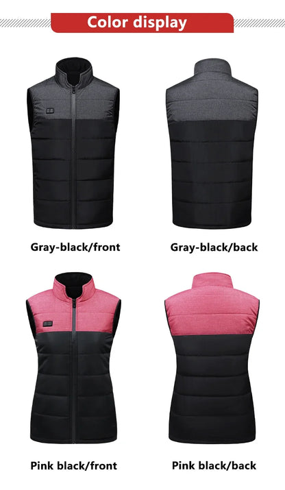 Women Coat Intelligent USB Electric Heating Thermal Warm Clothes Winter Heated Vest Plussize Men 21PCS Heated Jacket Fashion