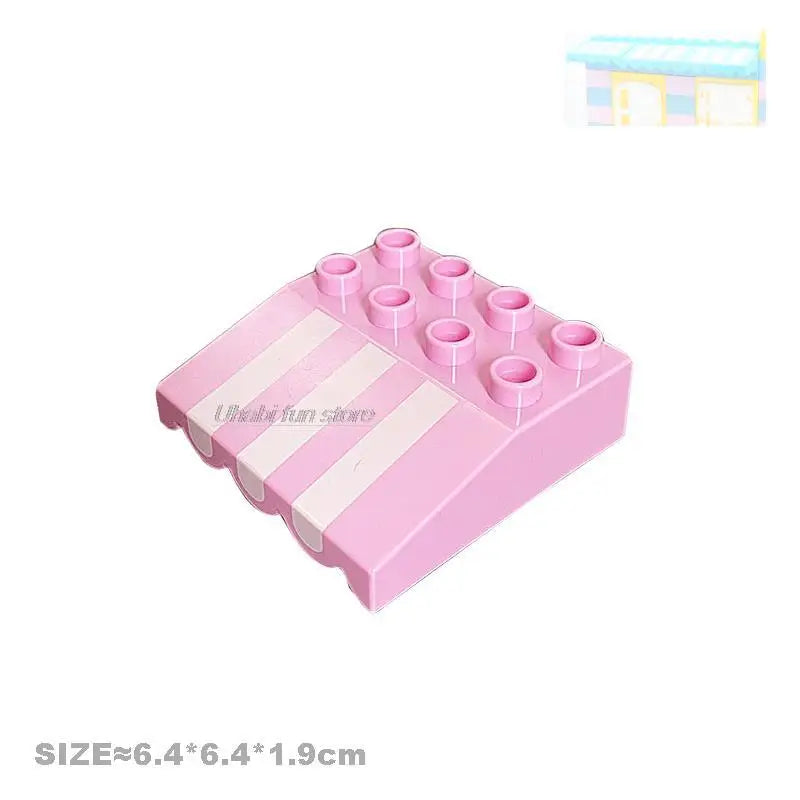 Big Building Block Accessories Compatible Duplos Houses Villas Construction Gear Rotate Connection Children Assembly Parts Toys