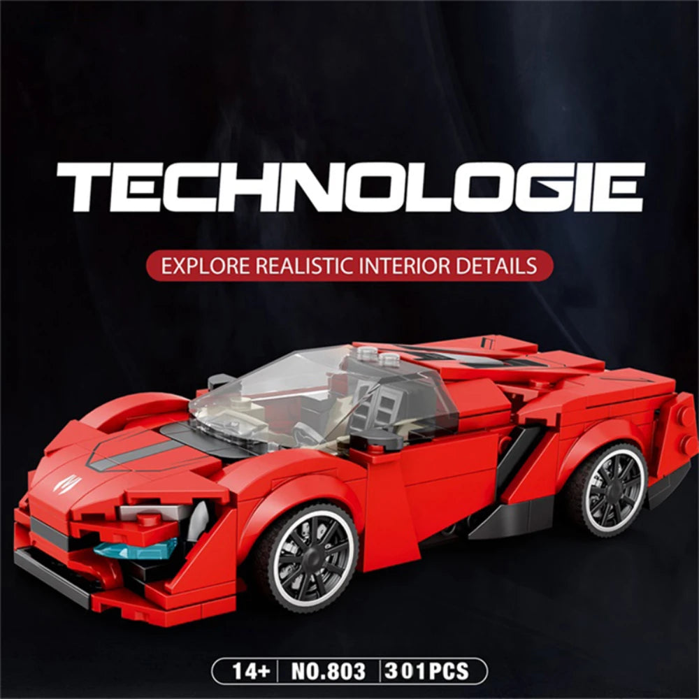 W Motors Lykan Red Sports Car Building Block, 301PCS City Vehicle Classic Racing Car Model Bricks Toys, Creative Collention Gift