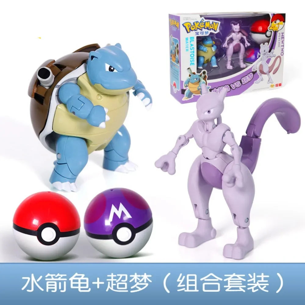 Genuine Pokemon Pikachu Mewtwo Blastoise Venusaur Gyarados Solgaleo Lunala Ball Figurine Doll Transformation Toy Birthdays Gift