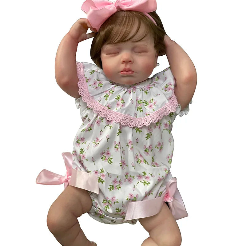 48cm Cute Baby Doll LouLou with Hand Rooted Hair Cotton Body  Sleeping Baby Doll 3D Painting with Visible Veins