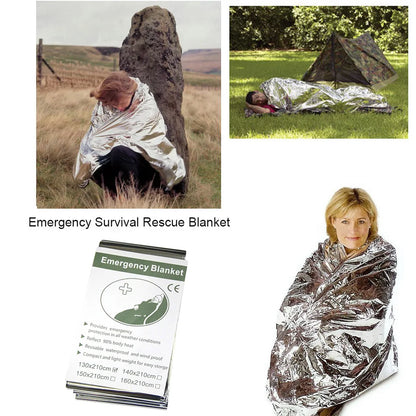 Silver Emergency Survival Thermal Blanket Outdoor Sleeping Bag Waterproof Windproof Reusable Cover for Exploration