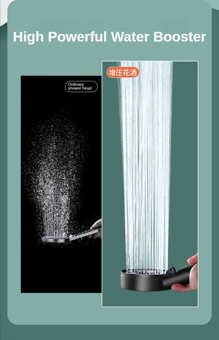 Turbo Bathroom Shower Head Strong Current Shower Heads High Pressure Powerful Rain Shower Head 5 Modes Universal Shower Head Set
