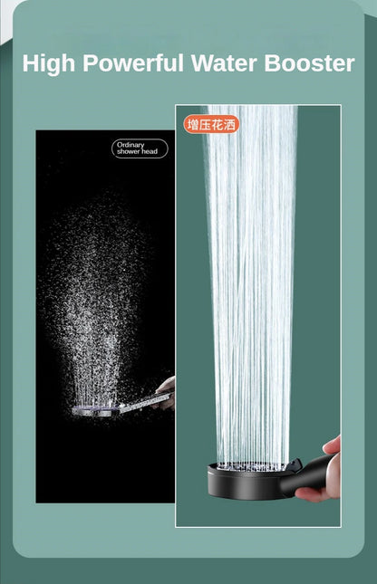Turbo Bathroom Shower Head Strong Current Shower Heads High Pressure Powerful Rain Shower Head 5 Modes Universal Shower Head Set