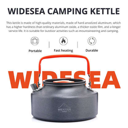 Widesea Camping Soup Pot Outdoor Teapot Cookware Pan Set Tableware Cutlery Utensils Hiking Picnic Travel Equipment Cooker
