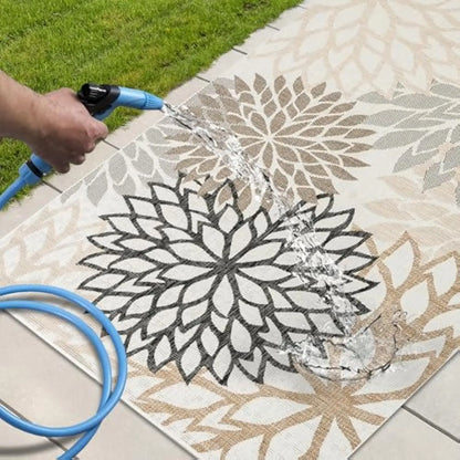 VIKAMA Outdoor Rug Modern Exotic Tropical Leaf Non Slip Area Rugs for Indoor and Outdoor Patio Deck Porch Garden Home Decoration