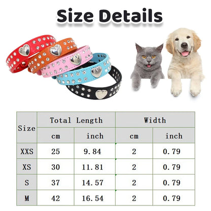 Heart Rhinestone PU Leather Collar