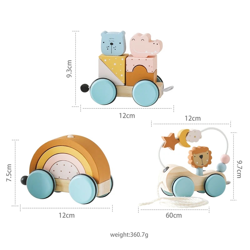 Baby Montessori Toys Wooden Train Baby Educational Toys Wooden Rainbow Blocks Trolley Baby Learning Toys Children Birthday Gifts