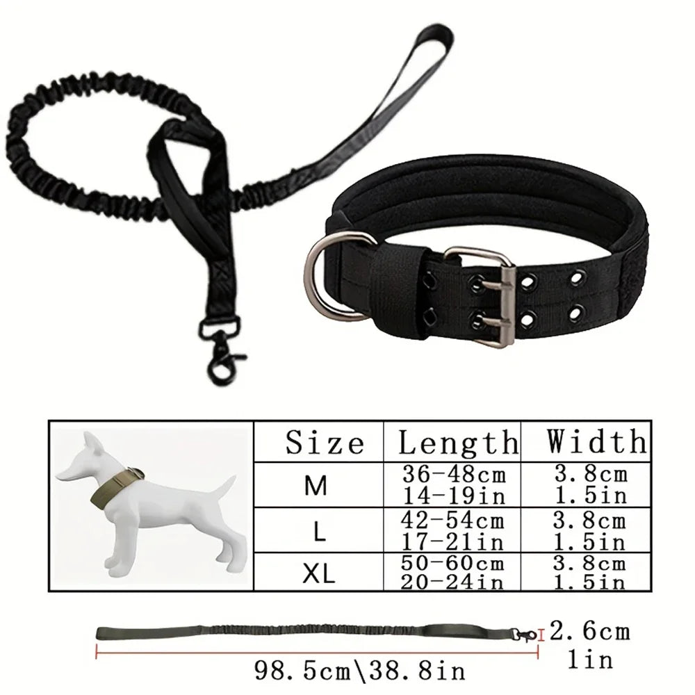 Tactical Hunting Dog Collar and Leash, Adjustable in Size, for Medium To Large Dogs, PA, Zinc Alloy Buckle for Hunting