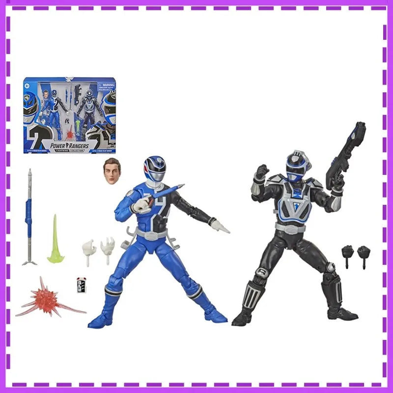 Hasbro Anime Power Rangers Blue Ranger and Black Ranger Christmas Gifts Active Joint Genuine Action Figure Model Toys