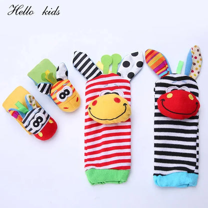 Cartoon Plush Socks Wrist Strap Rattles Baby Toys 0-12 Months Newborn Infant Kids Animal Sock Foot Finder Toy Gift Soft Rattle