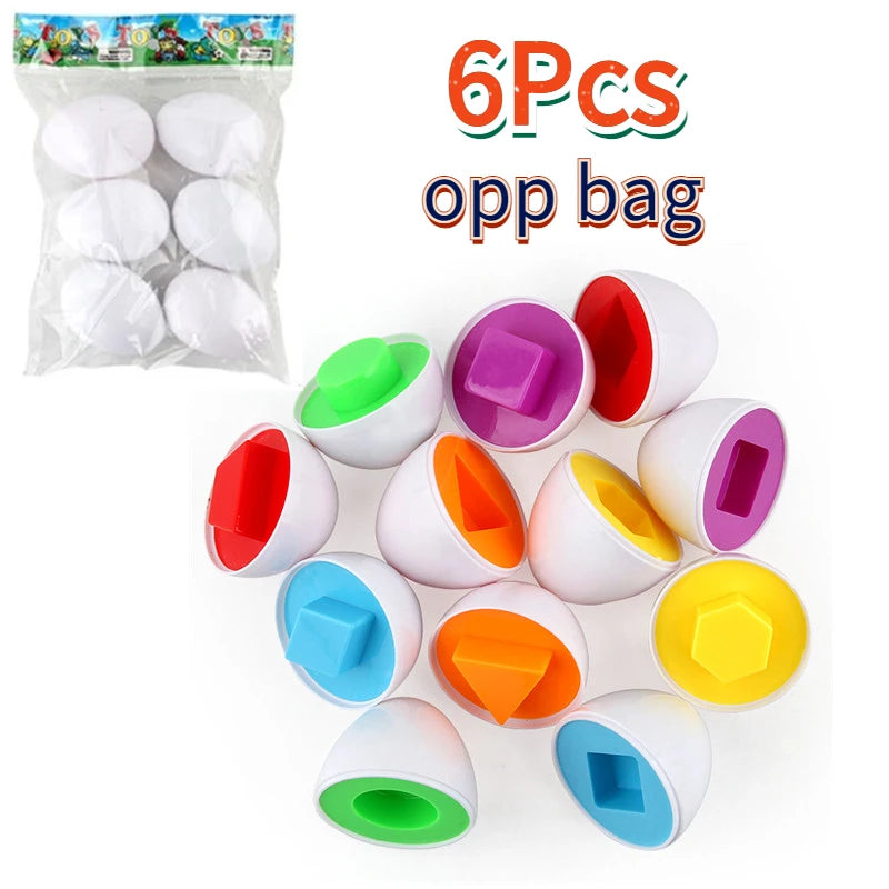 12/6 PCS Montessori Learning Education Math Smart Eggs 3D Puzzle Game For Children Popular Toys Jigsaw Mixed Shape Tools