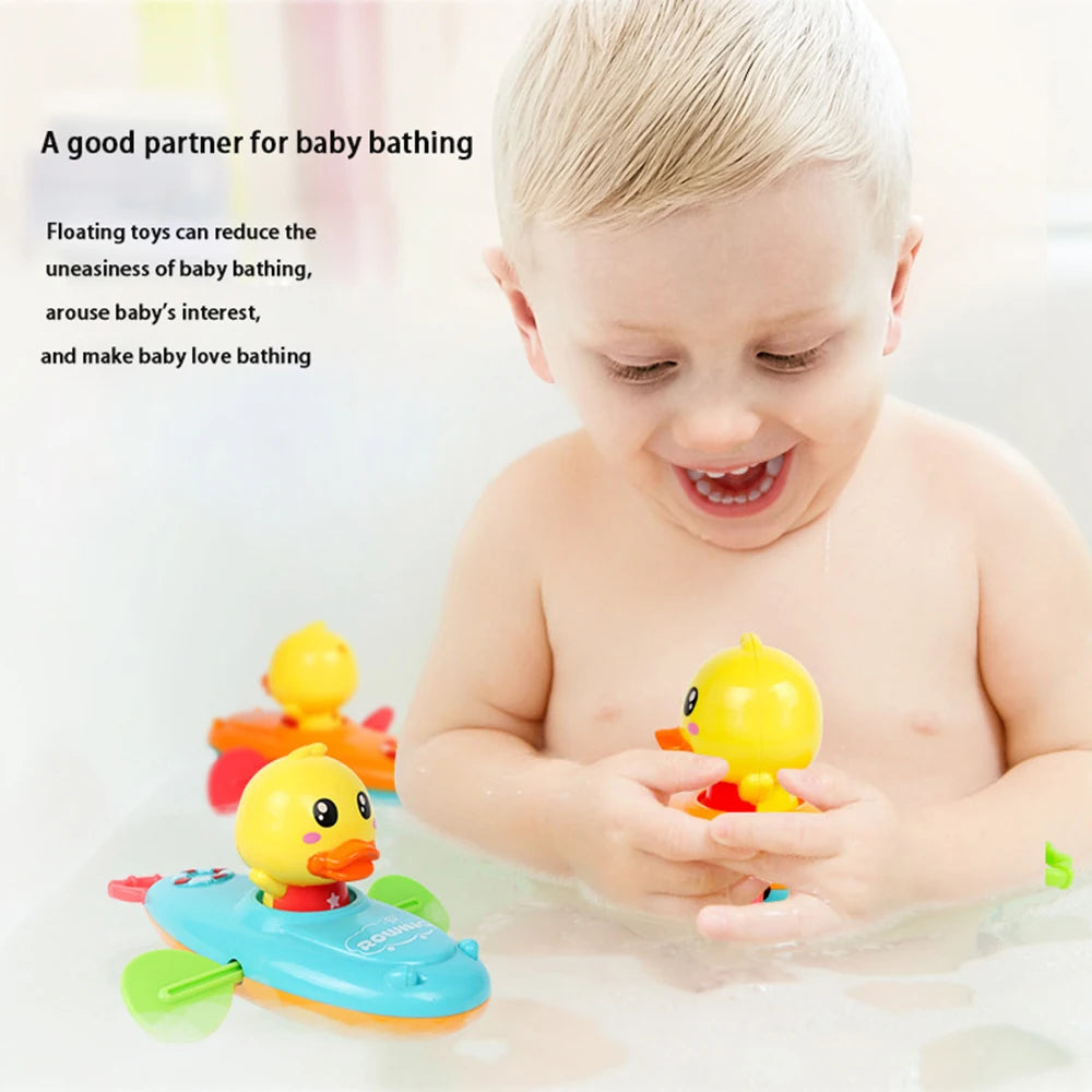 Children Bath Playing Toys For Swimming Bathtub Pool Duck Toy  Floating Ducklings Toy Little Yellow Duck Boating to Wash Toys