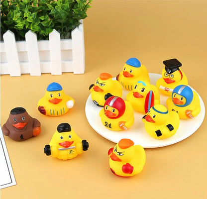 1pcs Creative Sports Duck toy Baby Bath Toys Rubber Ducks for Summer Beach Pool Activity Floating Ducks Bathtub Toy for Toddlers