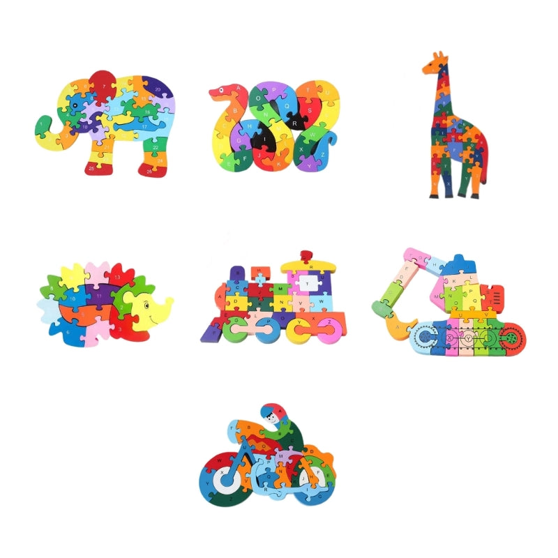 Wooden Puzzles for Kids,Toddler Number/Alphabets Puzzle,Wooden Animal Puzzles