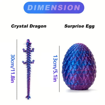 3D Printed Gem Articulated Dragon Rotatable 3D Dragon Toy Mystery Dragon Egg Poseable Joints Fidget Surprise Toy For Autism ADHD