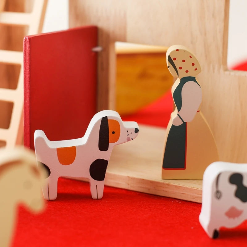 Wooden Montessori Toy Simulation Farm Animals Toys for Children Poultry Cow Pig Dog Chicken Model Educational Toy Christmas Gift