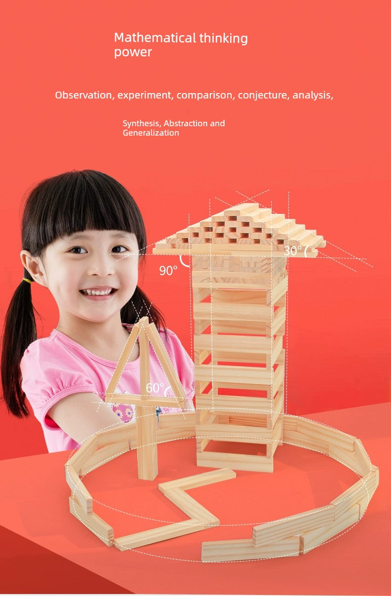 Wooden Horse Wisdom Archimedes Building Blocks Construction Solid Wood Building Blocks Children&