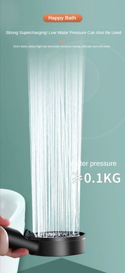 Turbo Bathroom Shower Head Strong Current Shower Heads High Pressure Powerful Rain Shower Head 5 Modes Universal Shower Head Set