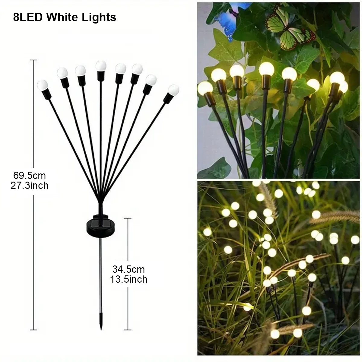 1/2 pc 6/8/10 LED Warm White/Colourful Lights Solar Lawn Lamp Garden Lamp Firefly Ground Plug Lamp Decoration Festival Lamp