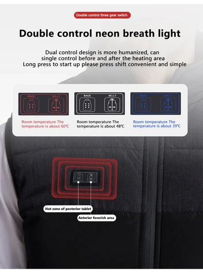 Women Coat Intelligent USB Electric Heating Thermal Warm Clothes Winter Heated Vest Plussize Men 21PCS Heated Jacket Fashion