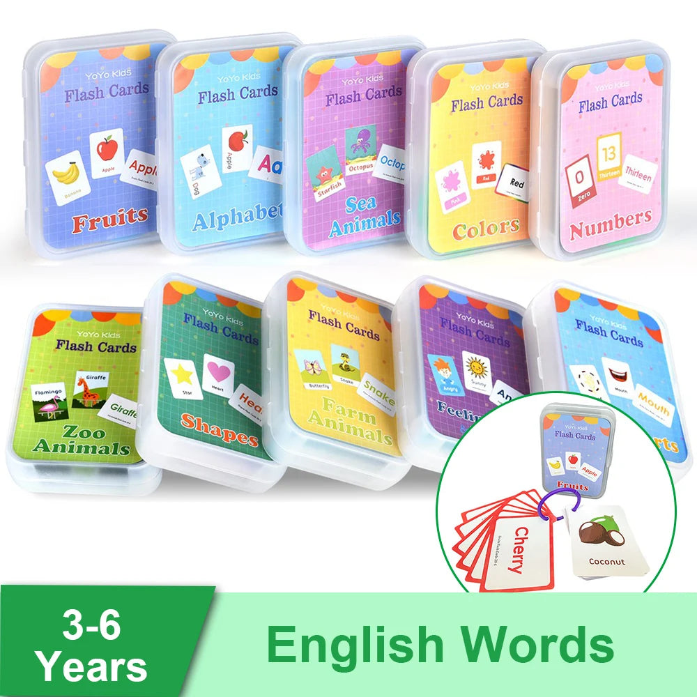 English Words Learning Flashcards for Kids 3-6 Years Reading Enlightenment Cards Educational Toys Montessori Teaching Aids