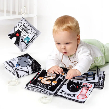 Baby Clothes Book Soft Black and White High Contrast Visual Stimulation Book Toddler Early Learning Educational Book Sensory Toy