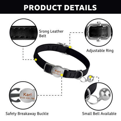 Personalized Engraved Leather Dog/Cat Collar