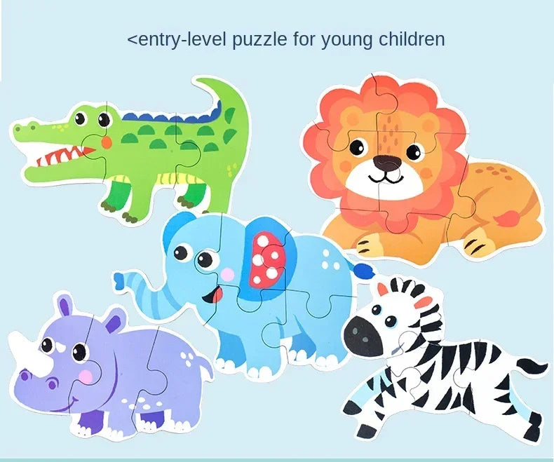 Baby Puzzle Montessori Educational Toys Wood 3D Puzzle Games Iron Box children Puzzles Jigsaw Wooden Puzzles For Kids 2 3 4 Year