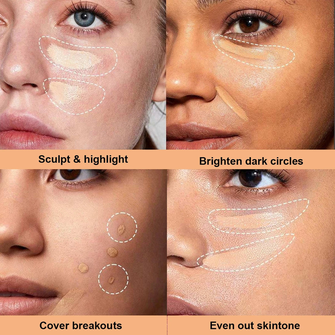 Veronni Sunscreen Facial Contour Concealer, 24 Hour Full Coverage