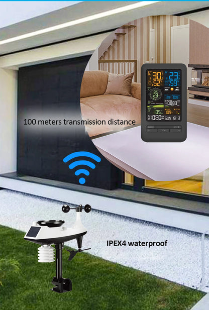 WiFi Smart Weather Station Smart Home Digital Thermometer with Sensor Temperature Humidity Date Light Index Air Quality Monitor