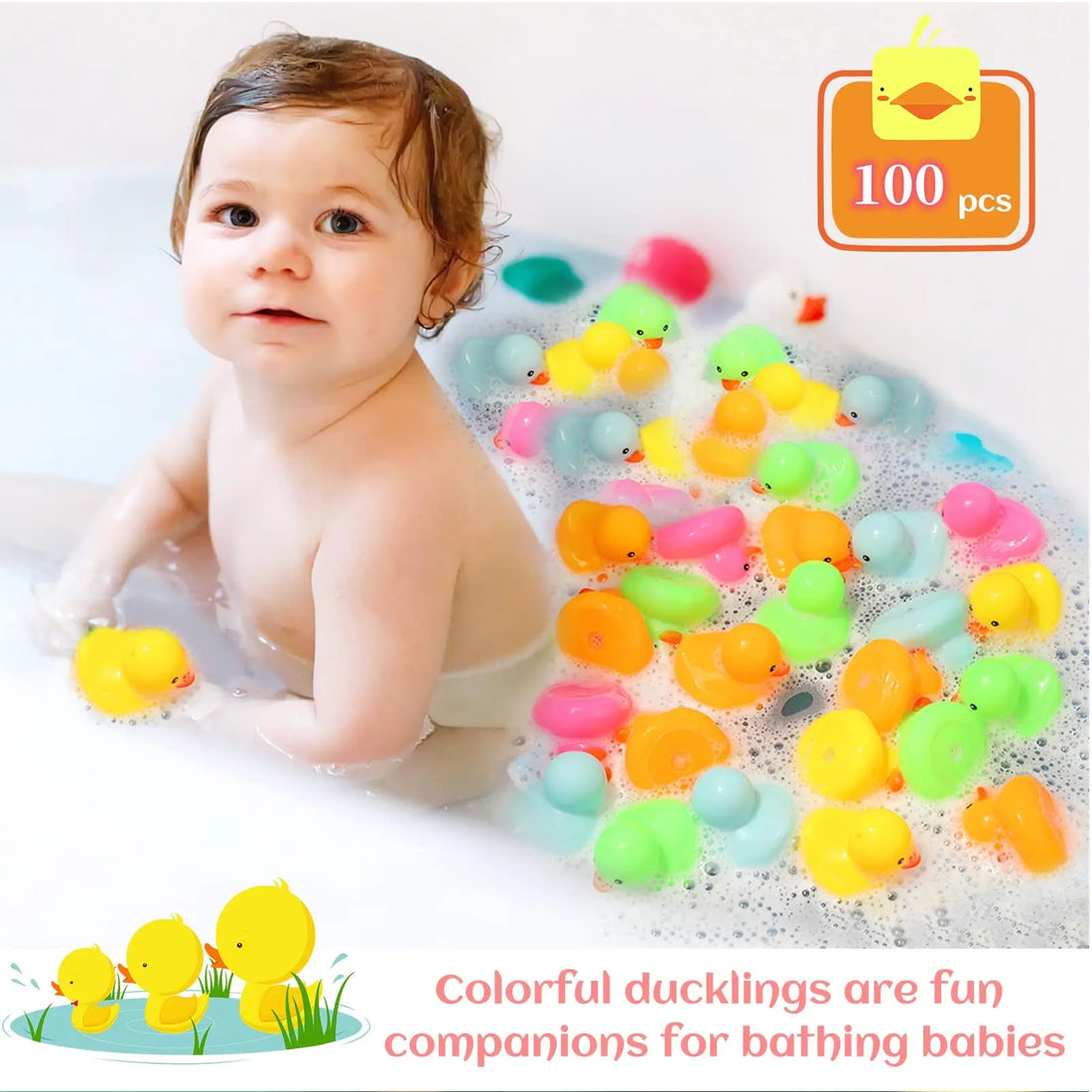 12/24/36/72 Pack Multicolor Mini Rubber Duck Bath Toy Colored Little Ducks