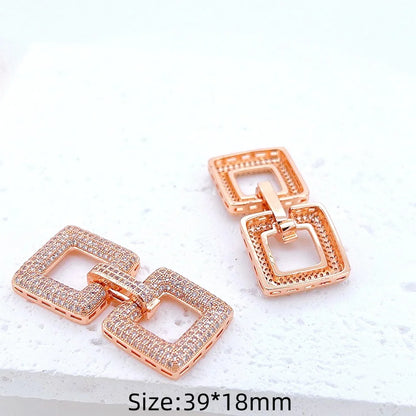 1 Pcs Wholesale Micro-set Square Necklace Bracelet Clasp Jewelry Accessories Full Zirconium Connecting Clasp DlY Accessories