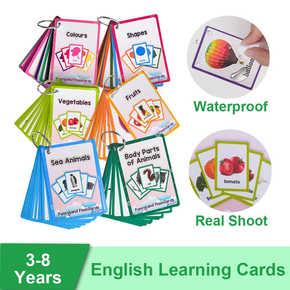 Kids 3-8 Years English Words Cards Vocabulary Building Montessori Learning Toys Kindergarten Teaching Aids Educational Flashcard