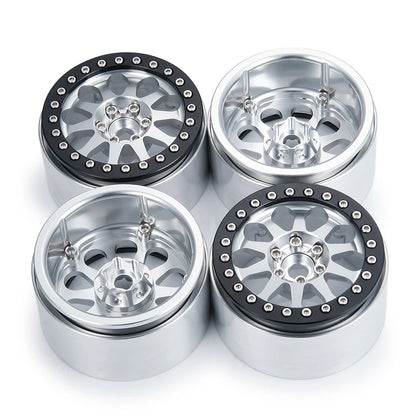 YEAHRUN 2/4pcs Metal Beadlock 2.2 inch Wheel Rims Hubs for Axial Wraith 90048 RR10 TRX-4 1/10 RC Crawler Car Upgrade Parts