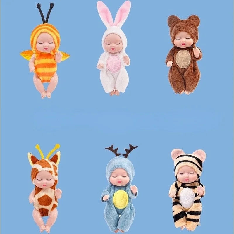 1pcs New Fashion 12cm Simulation Rebirth Dolls Toy Mini Cute Sleeping Baby Series Doll Cartoon Animal Toy for Kids Birthday Gift