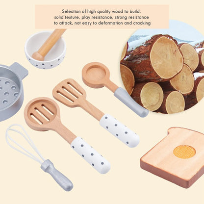 Children Kitchen Toys DIY Cooking Pretend Play Simulation Wooden Kitchen Food Toy Set - Pancake Machine