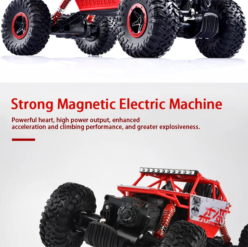 Remote Controlled Monster Truck, 2.4GHz 4WD Off-road RockTracked Vehicle, 1:16 All Terrain Rechargeable Electric Toy  Gifts