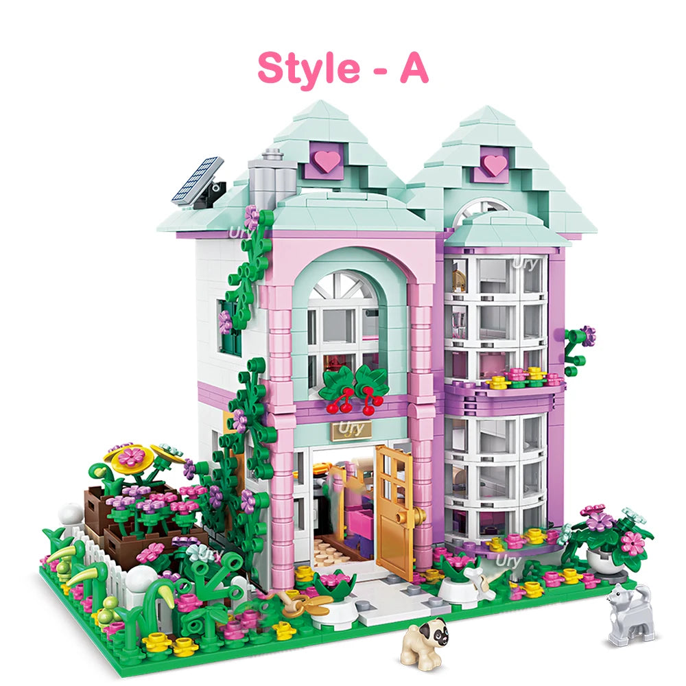 Friends City House Summer Holiday Villa Castle Building Blocks Sets Figures Swimming Pool DIY Toys for Kids Girls Christmas Gift