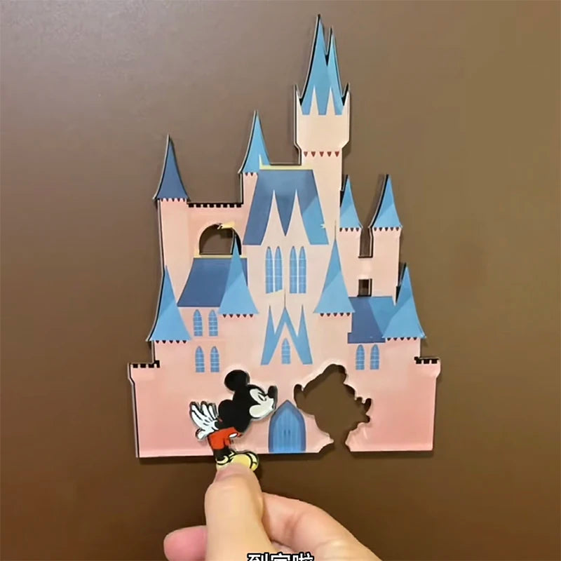 Disney Castle Keychain Anime Mickey Couples Cute Kids Toys Go Home Anti-Lost Kawaii Minnie Creative Keychain Fun Holiday Gifts