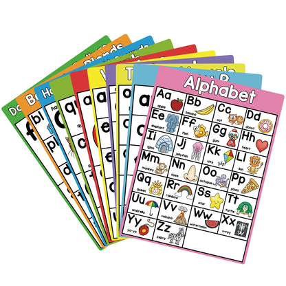 10 Pcs Children Learning Phonics Posters Alphabet Chart for kindergarten Teaching Aids Educational Montessori Toys 21*28.5cm