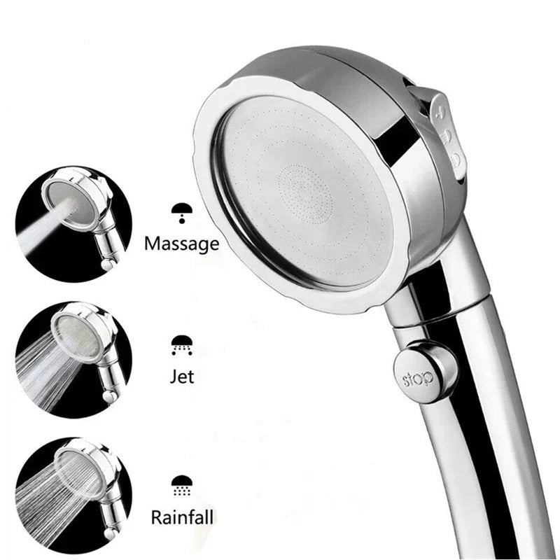 Shower Head Adjustable Water Saving Shower Head 3 Mode Water High Pressure Head With Stop Button